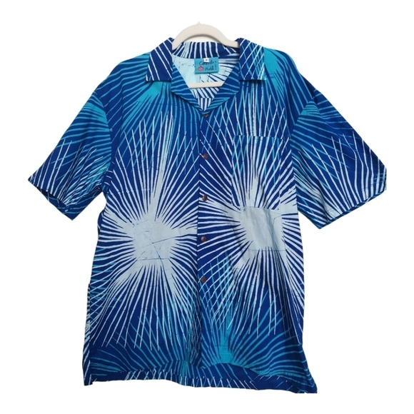 Caribelle Batik Handmade Short Sleeve Cotton Button Down Hawaiian Shirt - Picture 1 of 6